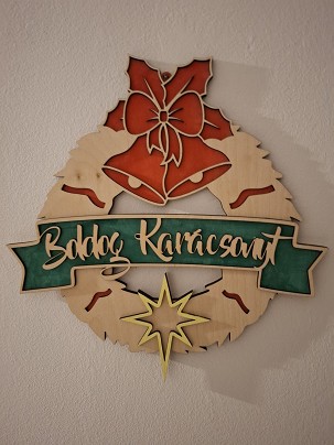 Boldog Karácsonyt koszorú ajtódísz