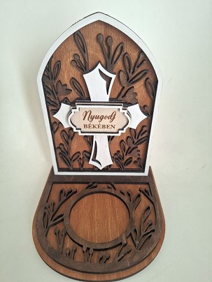 Kegyeleti mécses tartó - kereszt